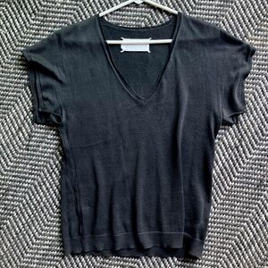 Martin Margiela - Semi Sheer V-Neck Split Wing Knit Tee
